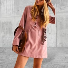 Free People Bradley Faux Suede Mini Dress in Pink- Size  Small- BNWT- RRP £158