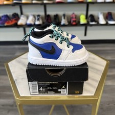 Jordan 1 Low Alt SE TD Athletic Shoes White/Black/Hyper Royal Size 4C