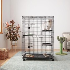 Large 3-Tier Cat Durable Pliable Cage Playpen Box Crate Kennel Black