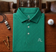   NEW Rhoback Emerald Isle Polo Men's Kelly Green Ireland Style Body Fit Travel
