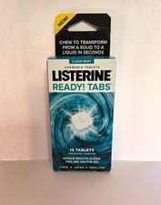 1 Box - Listerine Ready! Tabs Clean Mint 2 packets (8 Tablets Each) - 16 Total