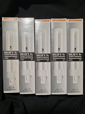 5 Pack SYLVANIA DULUX S 9w Compact Fluorescent  21272 827 G23 CF9DS/ECO