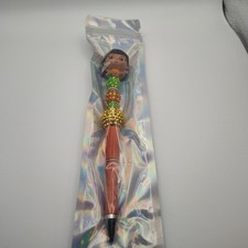 Cartoon Girl Decorative Beaded Pen with Rhinestone Beads