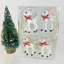 Target Wondershop Retro Small white Deer Fawn Reindeer Christmas Ornament 2 SETS