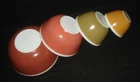 PYREX - 4 pc. Gold, Green, Red, Brown AMERICANA Mixing, Nesting Bowl Set