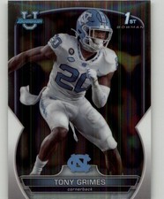 2022 Bowman University Chrome Tony Grimes #75 North Carolina Tar Heels