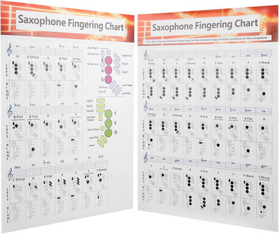 Saxophone Fingering Chart, Portable Music Practice Tool, Durable Coated Paper, C