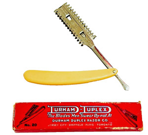 Antique Straight Razor DURHAM DUPLEX Vintage Shaving Razors BOX & INSTRUCTIONS