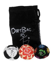World Footbag Dirt Bag Hacky Sack Rainbow, Red, Black White 3-Pack Carry pouch