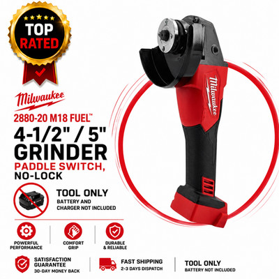 Milwaukee 2880-20 M18 FUEL 4-1/2'' / 5'' Grinder Paddle Switch, No-Lock