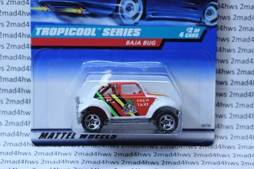 VINTAGE 1998 Hot Wheels white VW BAJA BUG 2/4 #694 MALAYSIA BASE Tropicool AMW5s