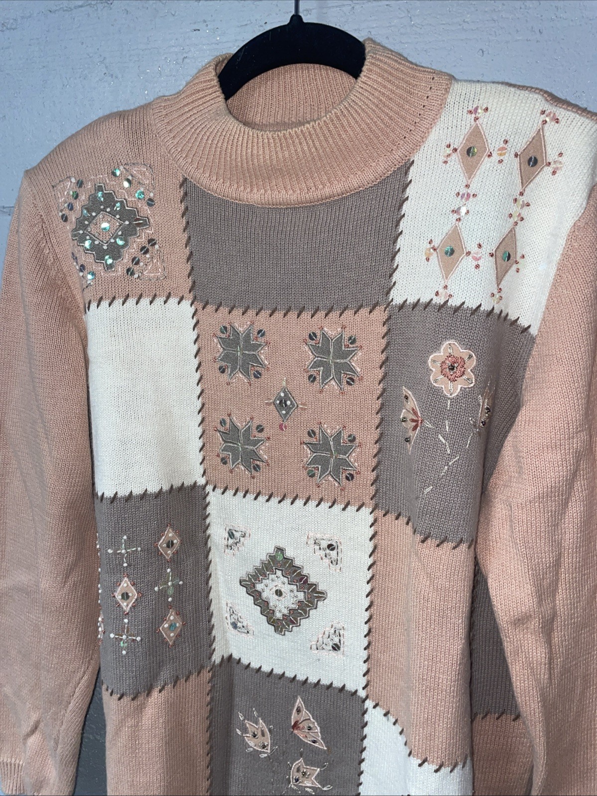 Alfred Dunner L Patchwork Pullover Mock Neck Swea… - image 2