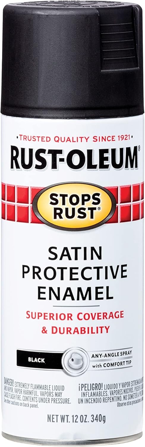 Rust-Oleum 7777830 Stops Rust Spray Paint -12 Oz - Satin Black