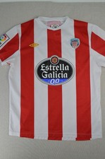 NWT Umbro Mens White Red Striped Club Deportivo Lugo 2012-13 Home Graphic Jersey