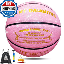 Wtopsbo Personalized Glitter Pink Basketball To My Daughter Gift Sparkle Glow