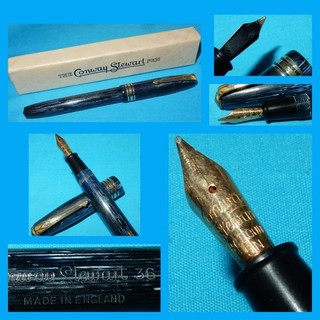 VINTAGE CONWAY STEWART 36 FOUNTAIN PEN 14K GOLD MEDIUM STUB NIB SERVICED & BOXED