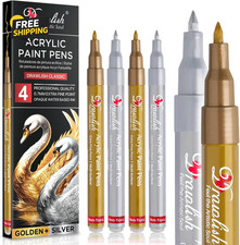 Acrylic Paint Pens - Permanent Markers 2 Gold Pens 2 Silver Paint Marker