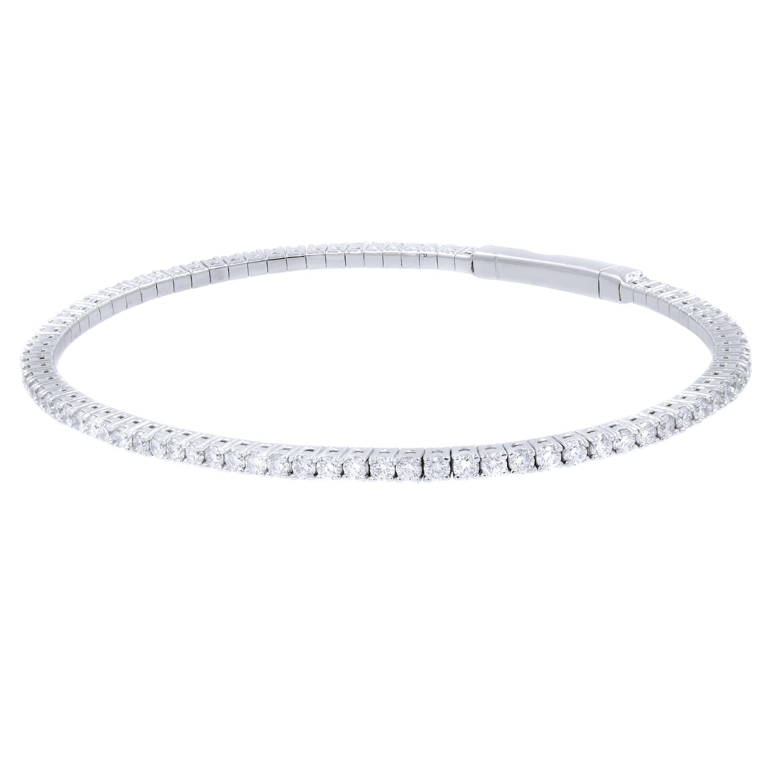 Rachel Koen Diamond Tennis Bangle Bracelet 14K White Gold 2.00cttw