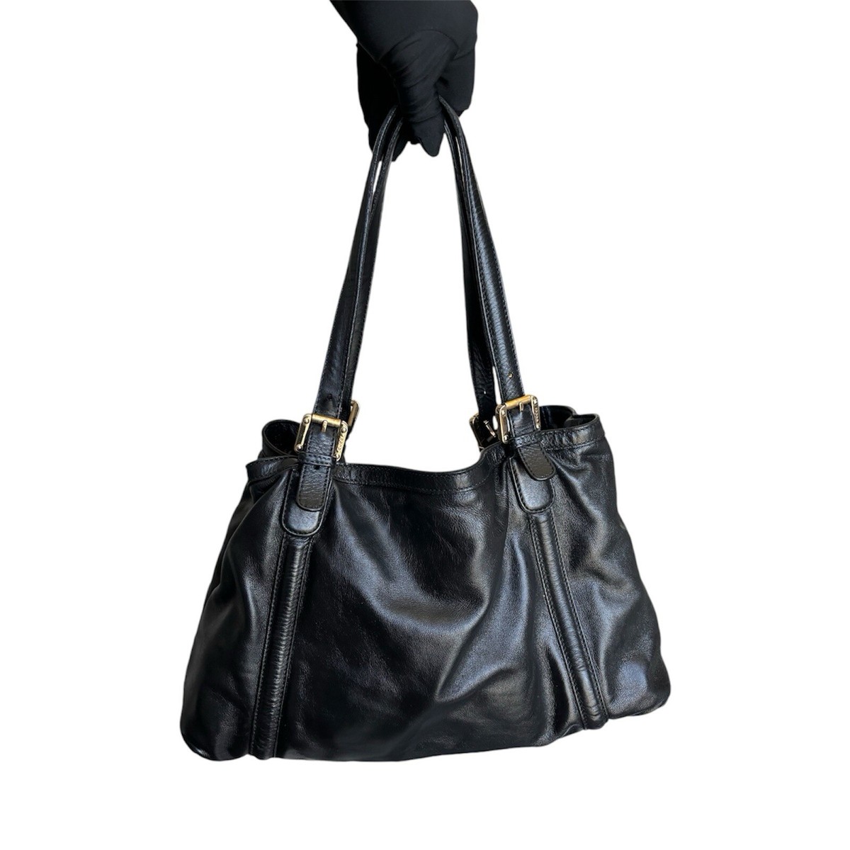 Gucci Black Leather GG Britt Medium Shoulder Tote Bag | eBay