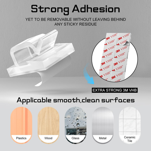 100PCS Clear Small Adhesive Cable Clips for Desk, Wall, Car, TV, Ethernet - Afbeelding 4 van 12
