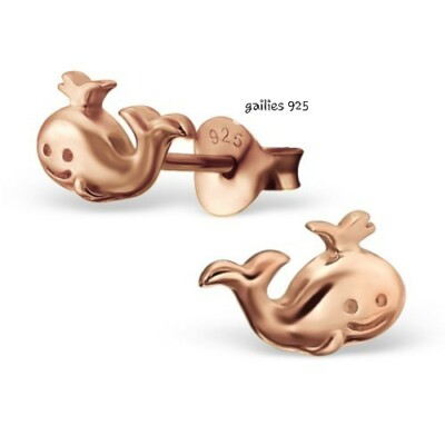 Ohrstecker 925 Sterling Silber, Wal rosevergoldet