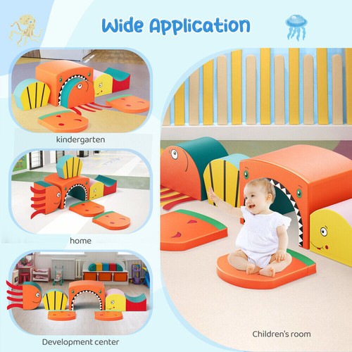 6 in1 Shark Foam Climbing Blocks Foldable Easy-to-clean Soft Surface Lightweight - Picture 13 of 13