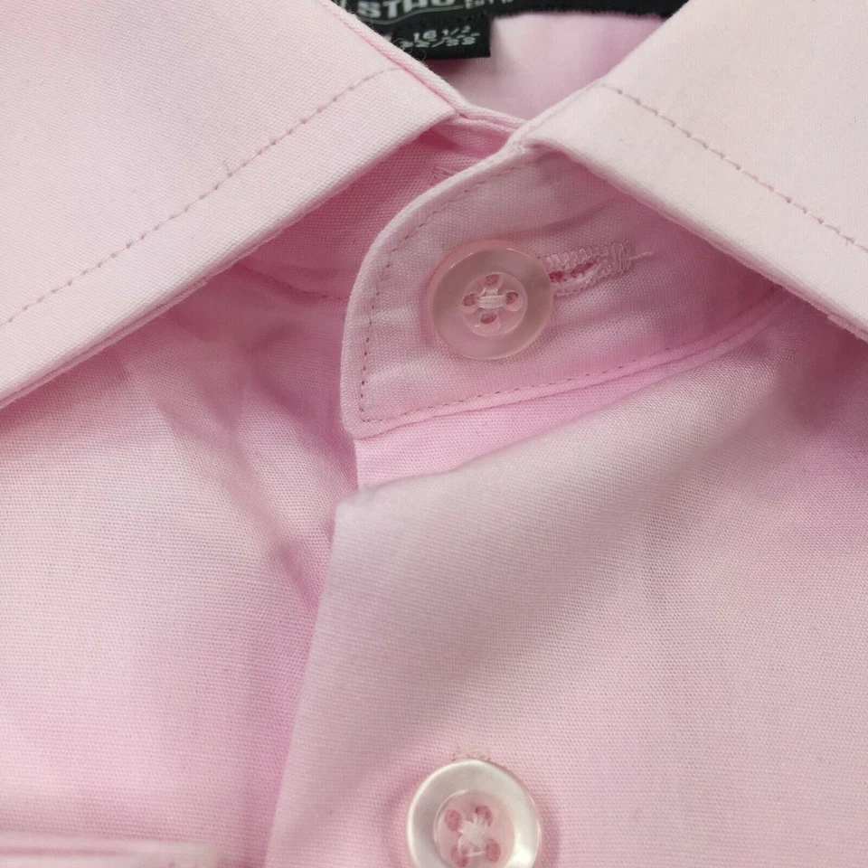 Camisa de vestir rosa STACY ADAMS para hombre 16,5 32"-33" manga grande-alto cuello ajustable Foto 3 de 4