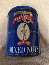 Vintage Planters Mr. Peanut 75th Birthday Collectible Tin Mixed Nut Can