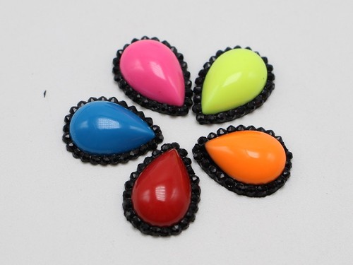 100 cabujones de estrás de respaldo plano acrílico color esmalte mezclado varias formas - Imagen 7 de 11