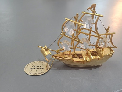 Crystal Temptations SHIP Ornament 24K Gold Plated Austrian Crystal Decoration