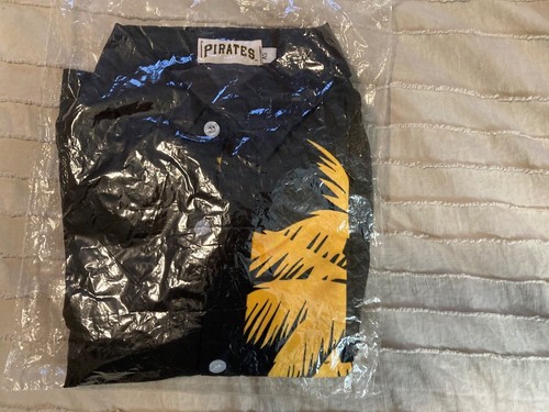 Pittsburgh Pirates Hawaii Palme Erwachsenenhemd Small schwarz & gold SGA, NEU - Bild 3 von 4