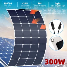 300W Watt Mono Solar Panel Flexible 12V Battery Charger Home Boat RV Off Grid