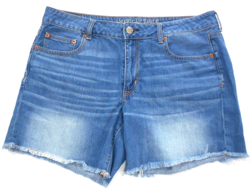 Midi Denim Shorts Cut Off Medium Wash 