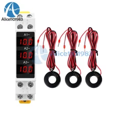 AC 80-500V 1-100A DIN Rail AC Ammeter Digital Display Voltage Current Meter