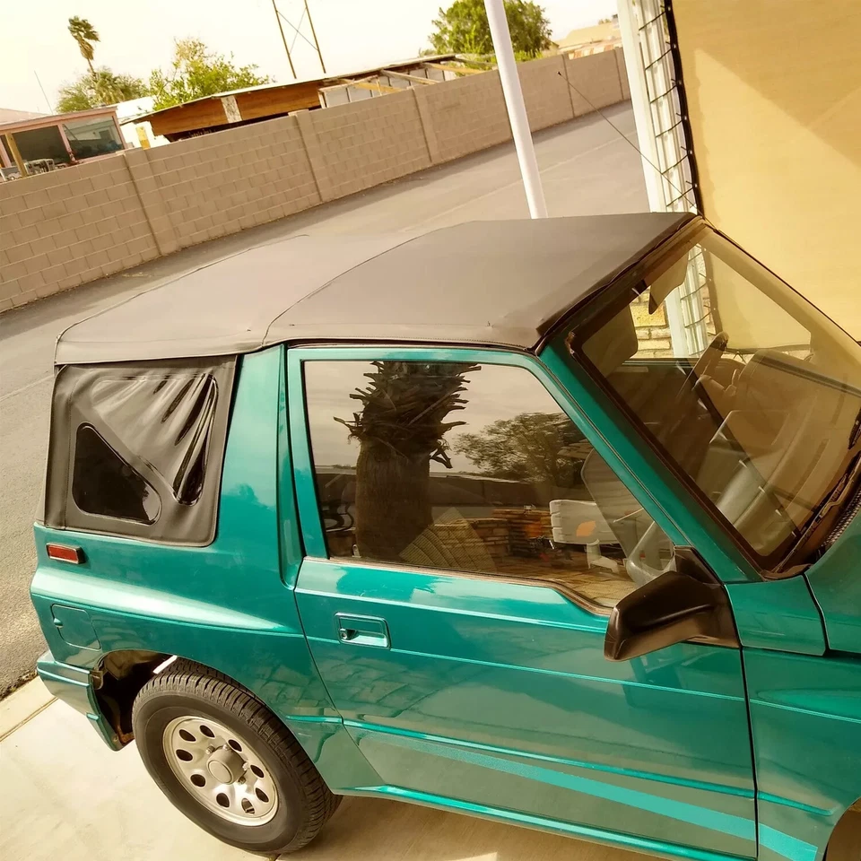 Para Suzuki Sidekick & Geo Tracker 1995-1998 techo blando con ventanas tintadas en negro Foto 4 de 4