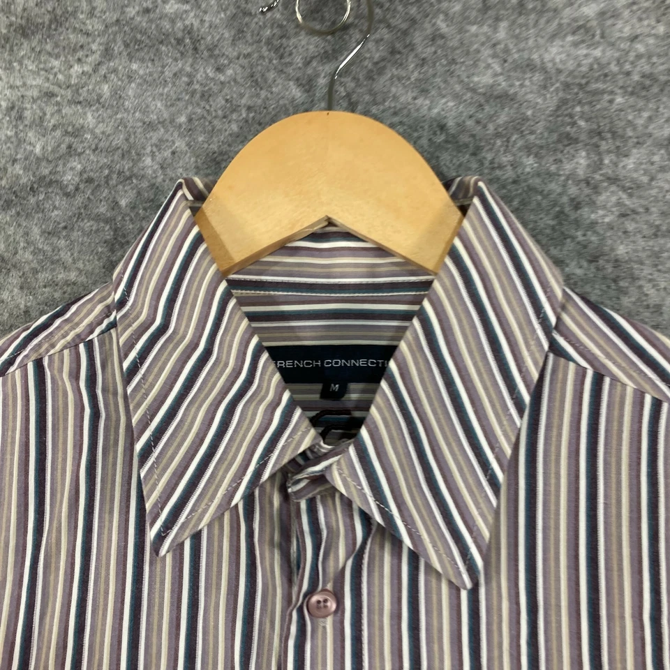 French Connection Mens Button Up Shirt Size M Medium Long Sleeve Striped 23718 - Image 3 of 4