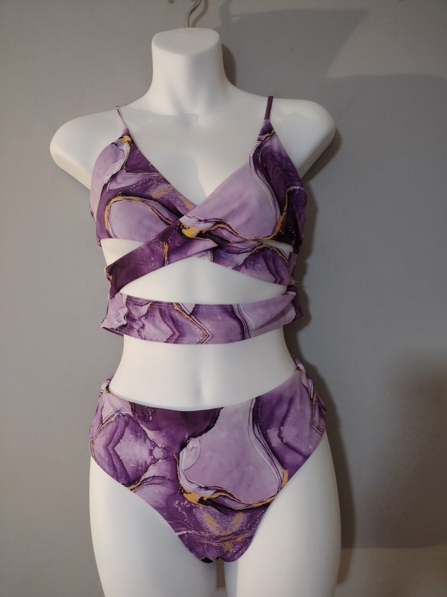 Shein Marble Dye purple blue Women's Bikini Size (Small lot of