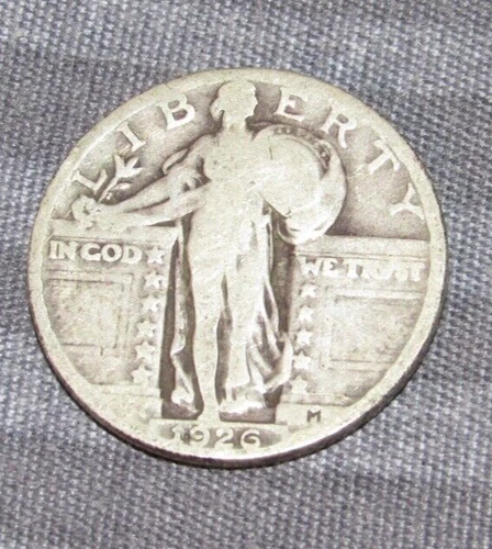 Fine Silver SLQ 1926 p Philadelphia Mint Standing Liberty Quarter Old coin