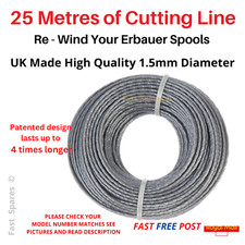ERBAUER Strimmer Spool Line for EGT18-Li Trimmer 25m x 1.5mm FAST POST 0.35 per metre