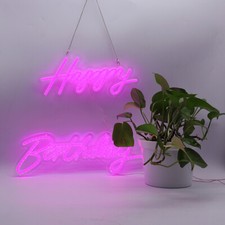 Happy Birthday Pink Integrative Neon Sign Size-18X7.05 inches+13.3X6.2 inches