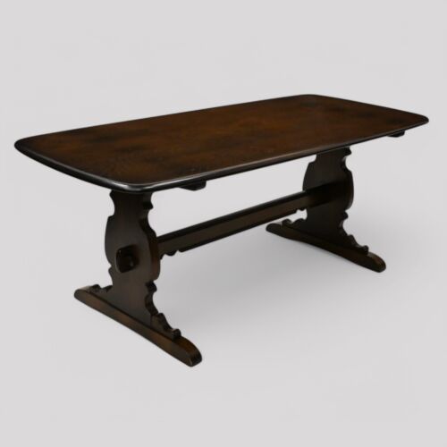 Ercol Elm Dining Table Plank Top Retro Traditional Dark Finish FREE UK Delivery* - Picture 3 of 24