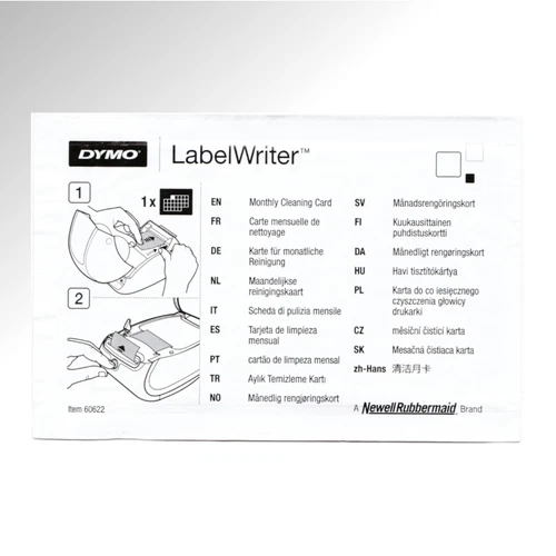 Reinigungskarte Dymo Label Writer Reinigung Thermo Drucker Cleaning Card 60622