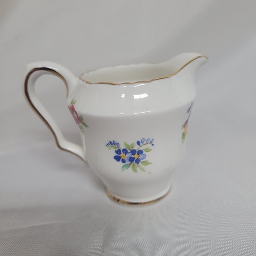 Crown Staffordshire England Bone China Floral Creamer Gold Trim - Picture 2 of 6