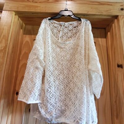 Cato Womens Cover Up Top Crochet Light Beige Size 26/28
