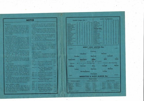 1938/39 West Ham United v Brighton London Combination Football Programme - Picture 2 of 3
