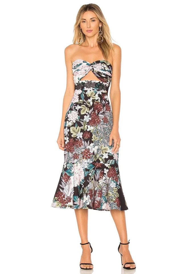 NWT Keepsake Label Lost Dreams Bodycon Midi Strapless Flounce Hem Dress XS Small - Image 3 of 4