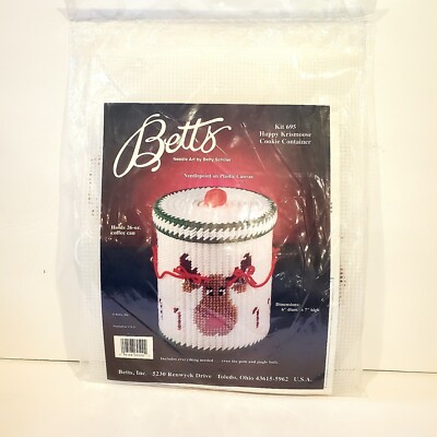 NEW Christmas Needlepoint Betts Kit 695 Happy Krismoose Cookie Container Jar Can