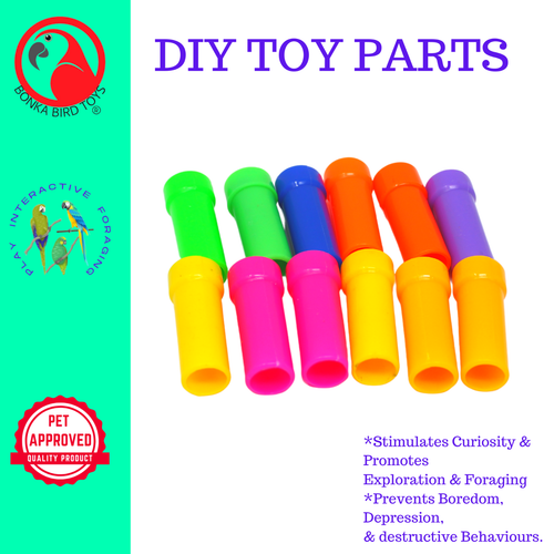 Bonka Bird Toys 3801 Pk12 Colorful Plastic Tubes Craft Part Foot Talon Bird Toys - Picture 4 of 7