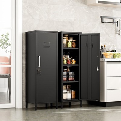47'' Lockable Small Metal Locker, 3 Adjustable Shelves for Home, School, Office