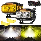 Auxbeam V-MAX 72W LED Pod Driving Lights 4 Inch Rectangle Side Shooter&Amber DRL